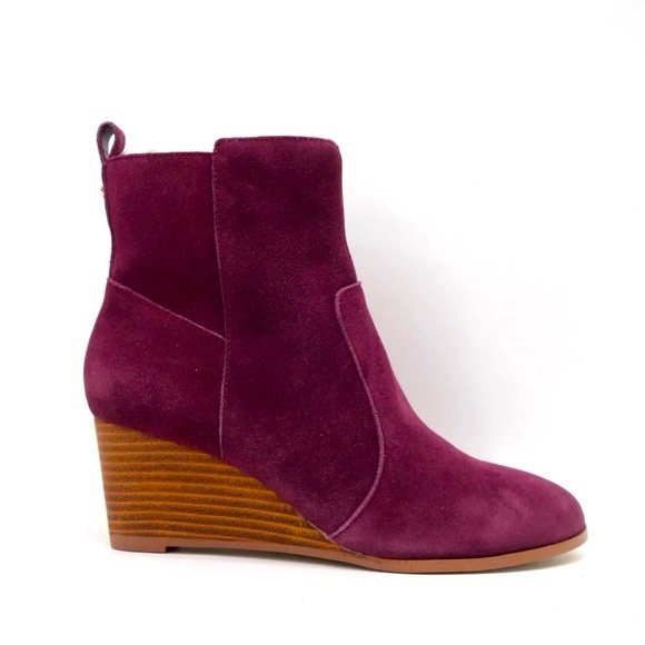VIOLET & RED SUEDE ANKLE BOOTS BURGUNDY NEW NO BOX - Picture 1 of 2